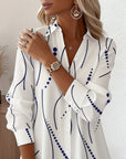 Wavy Lapel Shirt Dress