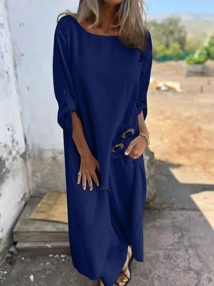 Chic V-Neck Flowy Midi Dress