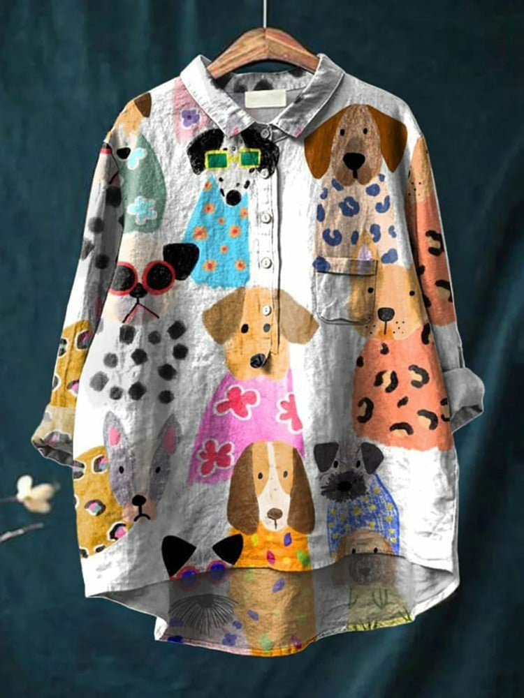 Cute Chloe Dog Drawing Print T-Shirt