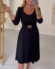 Solid color waist dress