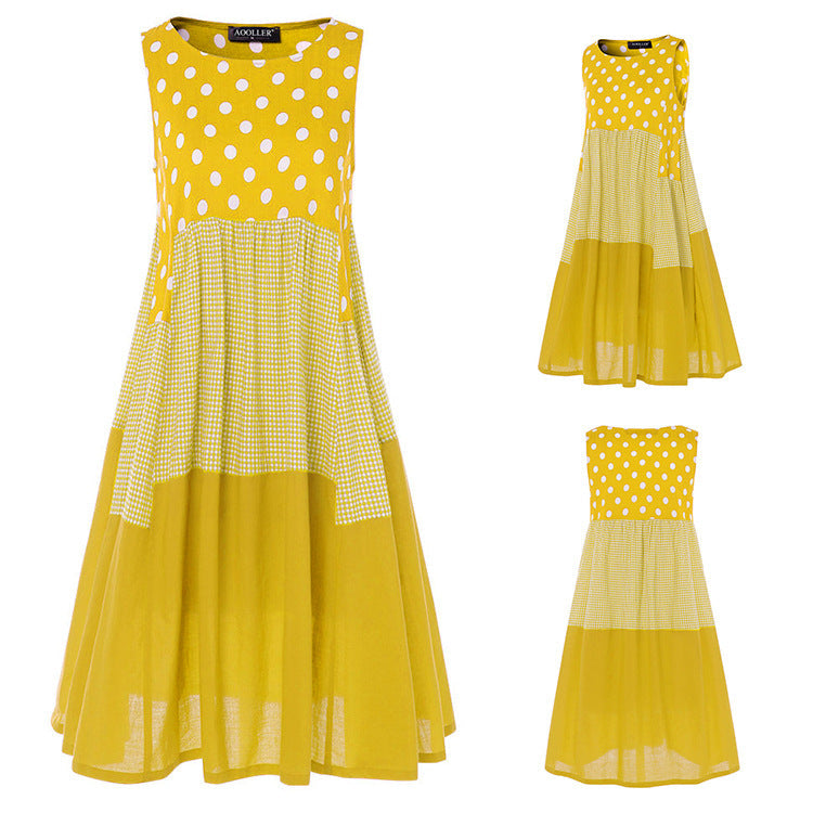 Sleeveless Summer Dress with Polka Dot Print