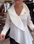 Irregular Lapel Solid Color Shirt