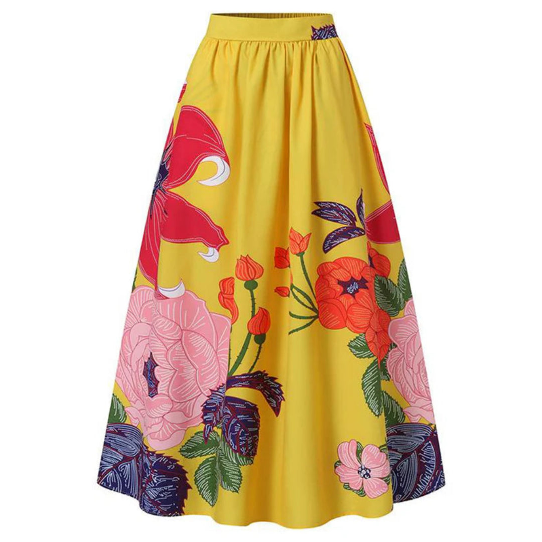 Women's Floral Print High-Waisted Stylish Skirt