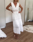 Casual Tank Dress with Elegant Lace V-Cut