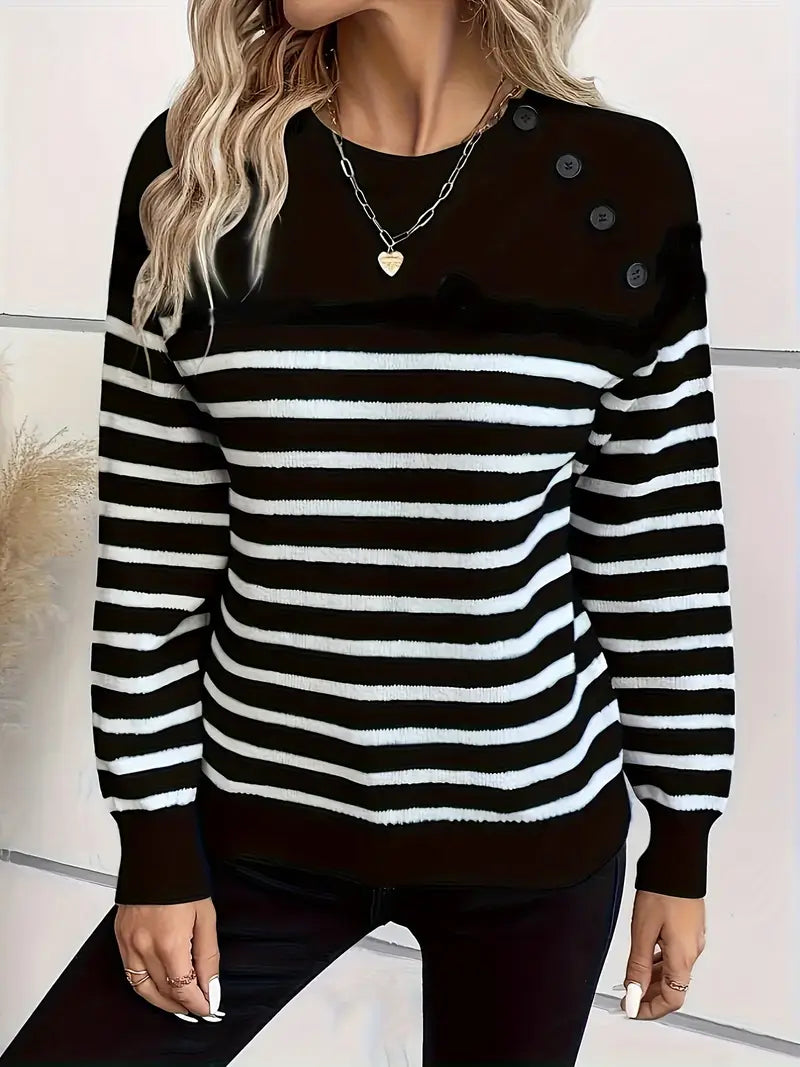 Striped Button Front Sweater