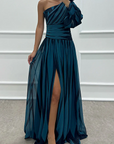 Elegant Striped One Shoulder Maxi Dress