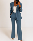 Modern Blazer Outfit with Bold Stripe Trim