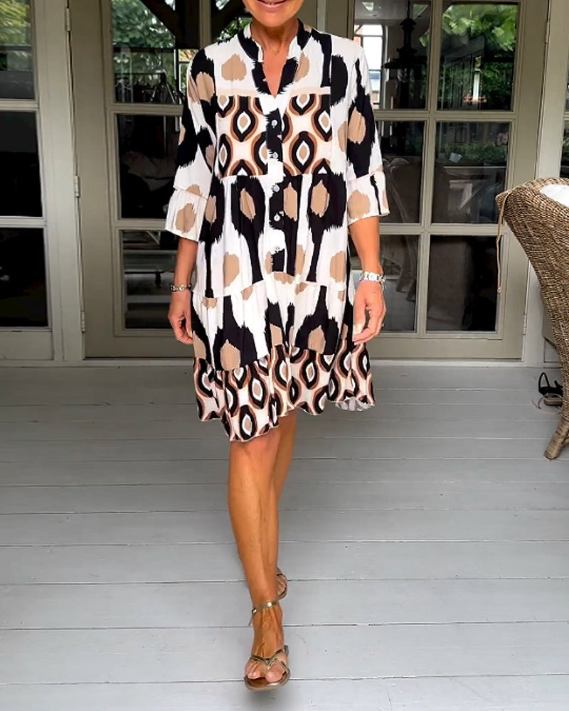 Lightweight Printed 3/4 Sleeve Dress