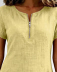 Zipper Pocket Cotton Linen Dress