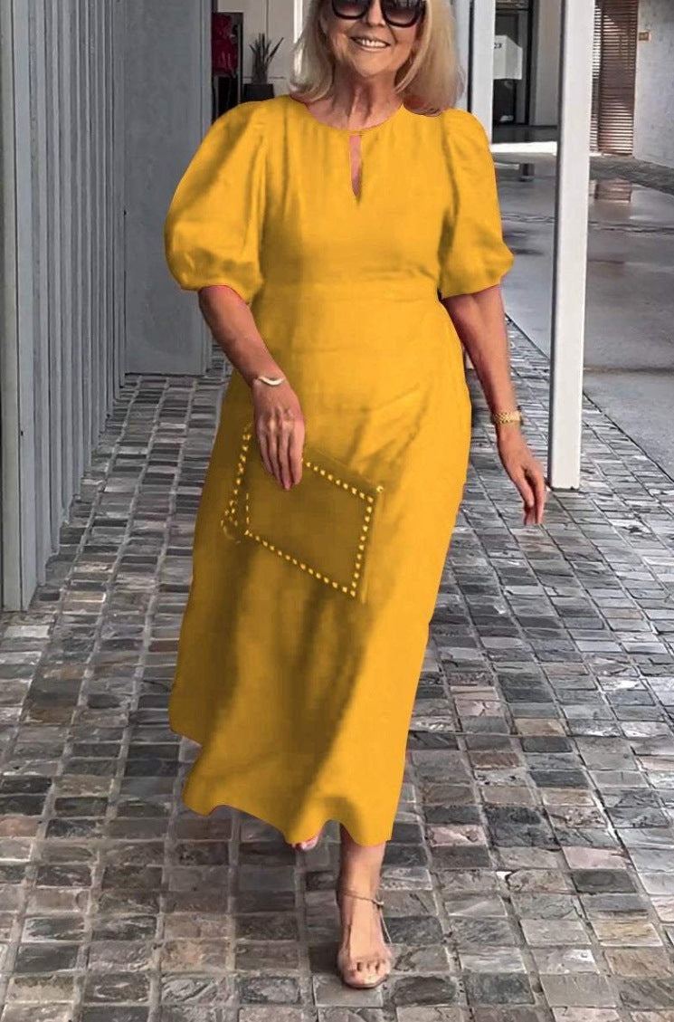Elegant Dress with Statement Puff Sleeves