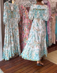 Women's V-neck leaf print maxi dress