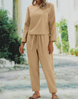 Sleeve Crew Neck Two-Piece Set