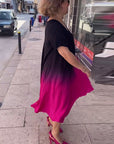 Casual pleated ombre dress