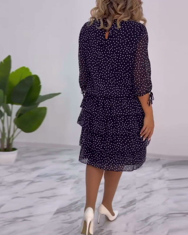 Polka Dot Print Layered Dress
