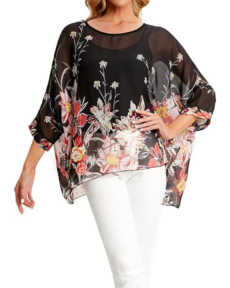 Three-Quarter Sleeve Loose Top