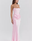 Elegant Retro Solid Color Strapless Party Dress
