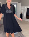 Flowy V-Neck Dress with Soft Pleats