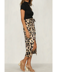 Women's Leopard Print Slit Summer Skirt