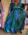 Long Sleeve V-Neck Fitted Swing Dress