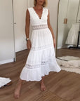 Casual Tank Dress with Elegant Lace V-Cut