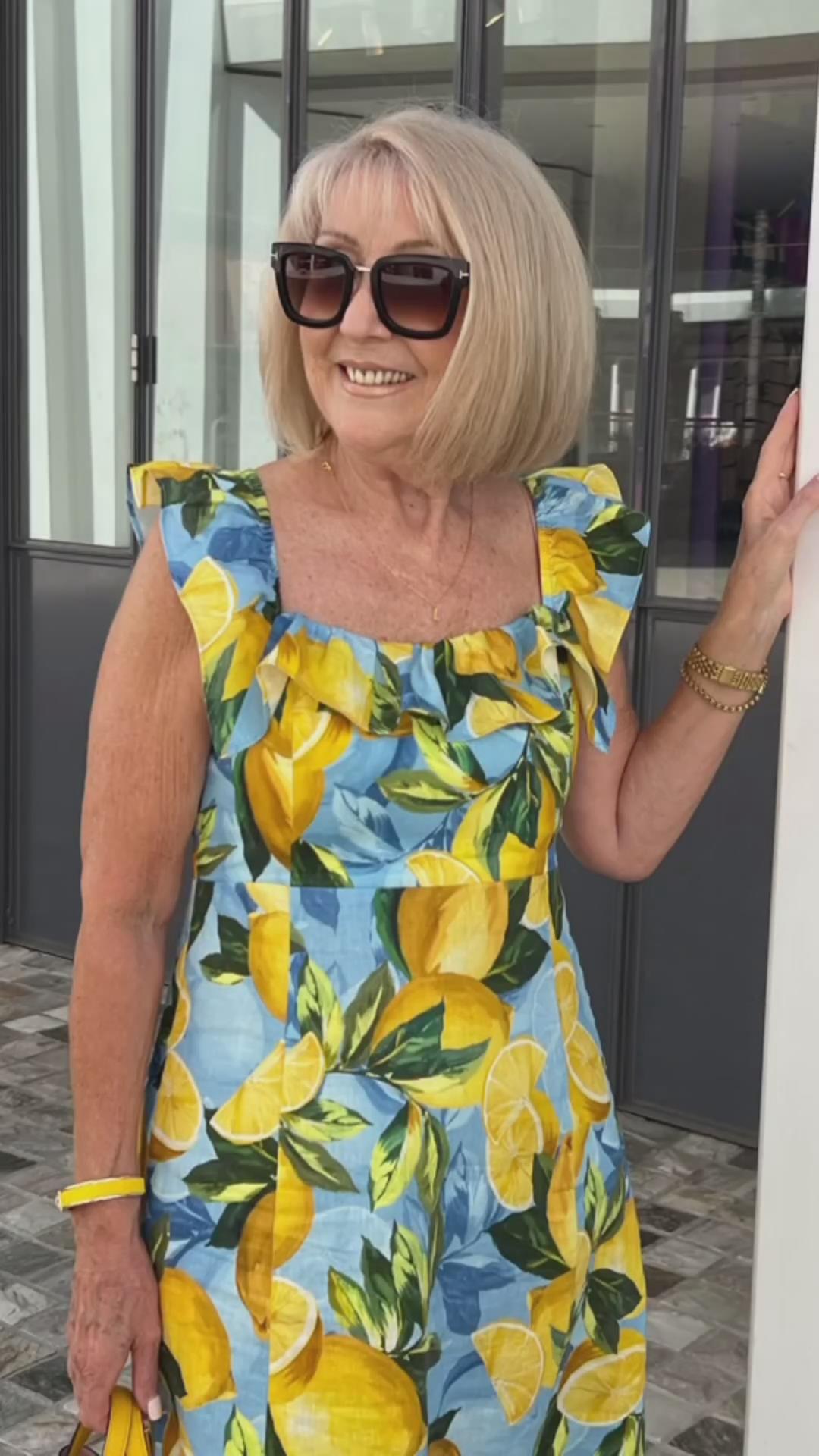 Lemon Print Tunic Dress with Relaxed Fit