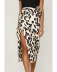 Women's Leopard Print Slit Summer Skirt