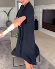 Flowy V-Neck Dress with Soft Pleats