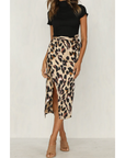 Women's Leopard Print Slit Summer Skirt