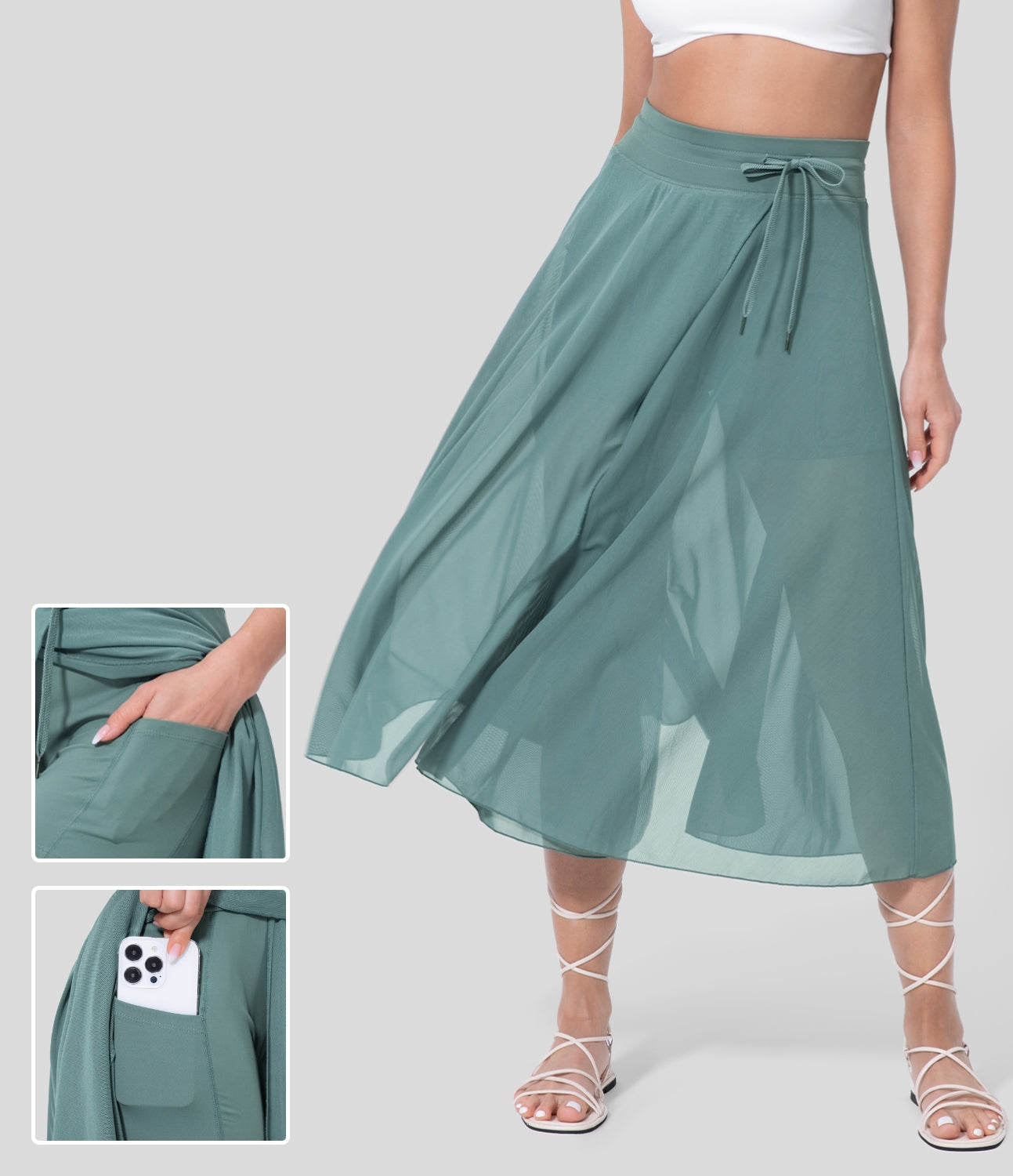 Flowy Pleated A-Line Midi Skirt