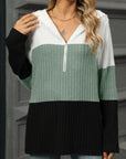 Color Block Hooded Long Sleeve T-Shirt