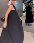 Elegant solid color pleated tank dress