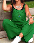 Casual Wide Leg Overalls With Pockets