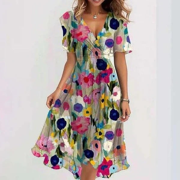 Relaxed Fit Boho Floral Midi Dress