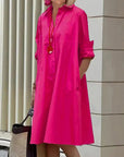 Long Sleeve Pocket Mid-Length Dress