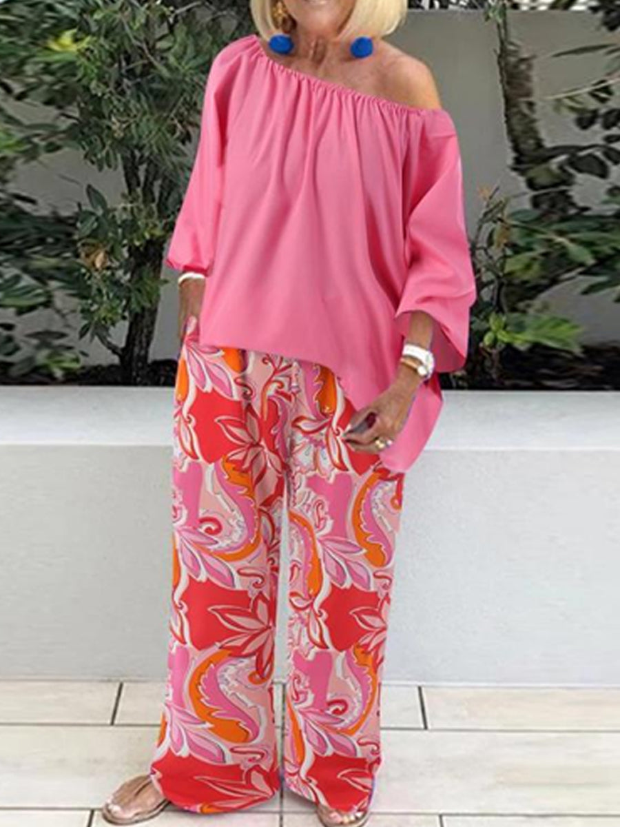 Fashion Print Loose Casual Two Piece-set