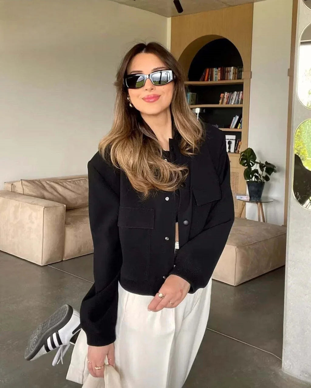 Crop Long Sleeve Bomber Jacket