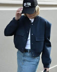 Crop Long Sleeve Bomber Jacket