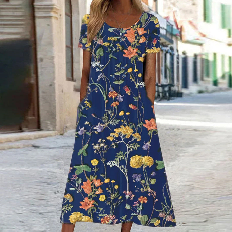 Casual Boho Floral Midi Dress