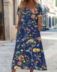 Casual Boho Floral Midi Dress
