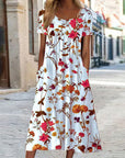 Casual Boho Floral Midi Dress