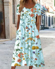 Casual Boho Floral Midi Dress