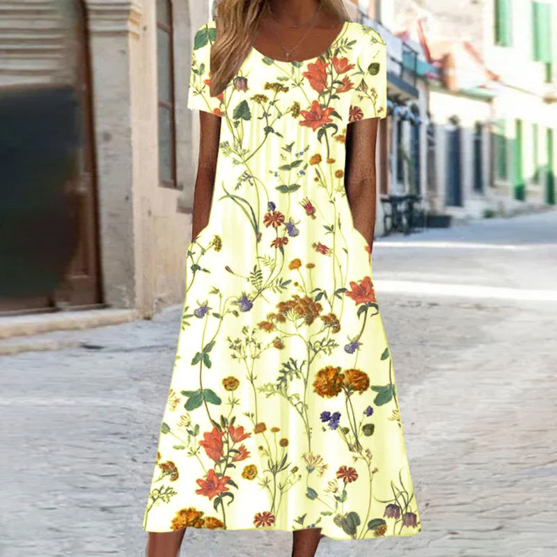 Casual Boho Floral Midi Dress