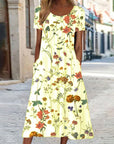 Casual Boho Floral Midi Dress