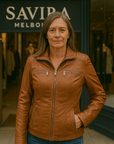 Waterproof Women's Leather Jacket with Hood