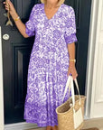 V-Neck Long Sleeve Boho Dress