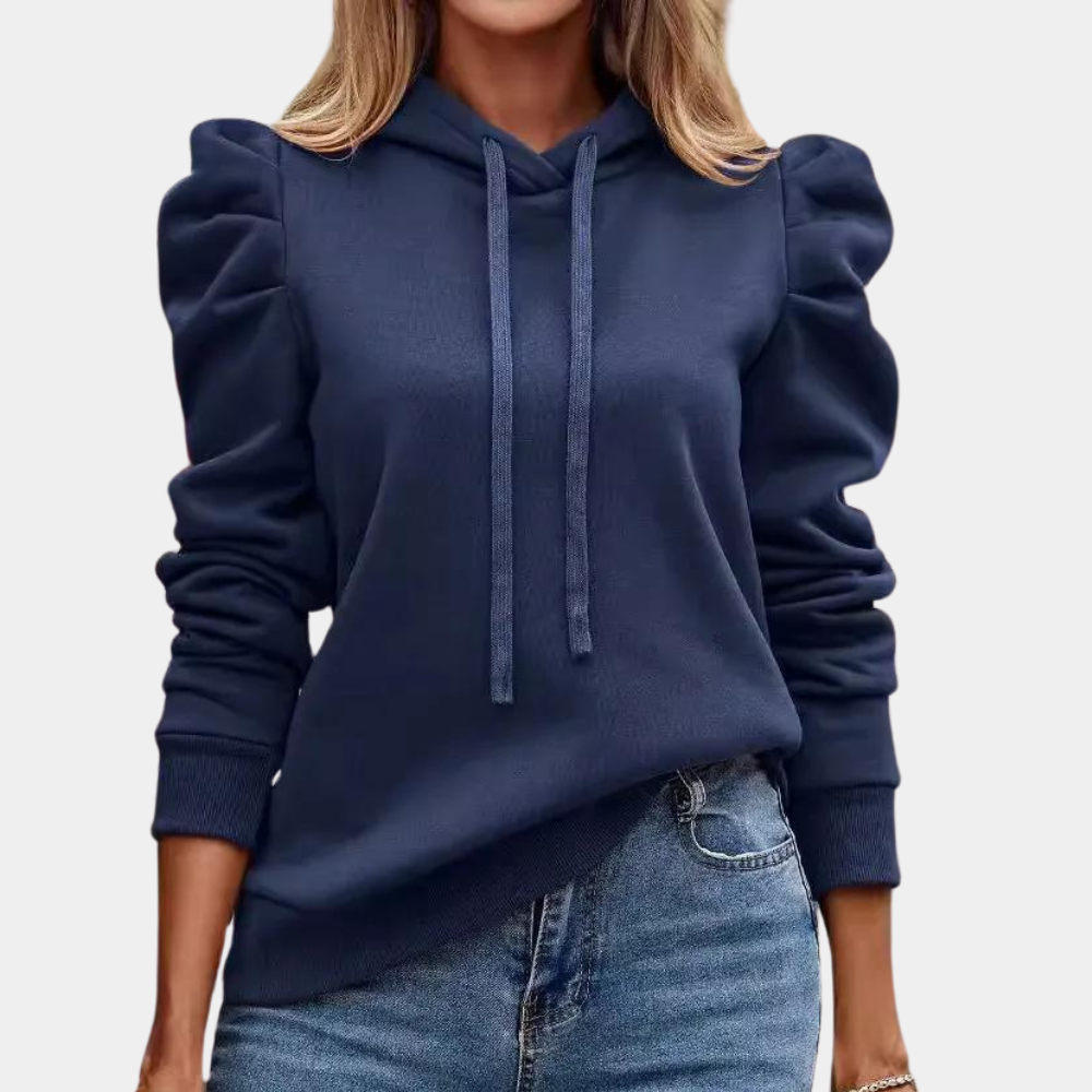 Puff Sleeve Hooded Sweater for Women