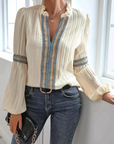 Classic V Neck Blouse with Light Feel