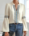 Classic V Neck Blouse with Light Feel
