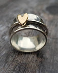 Sterling Silver Gold Heart Ring