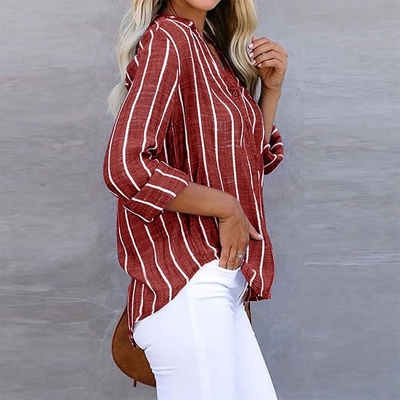 Elegant Loose Striped Blouse